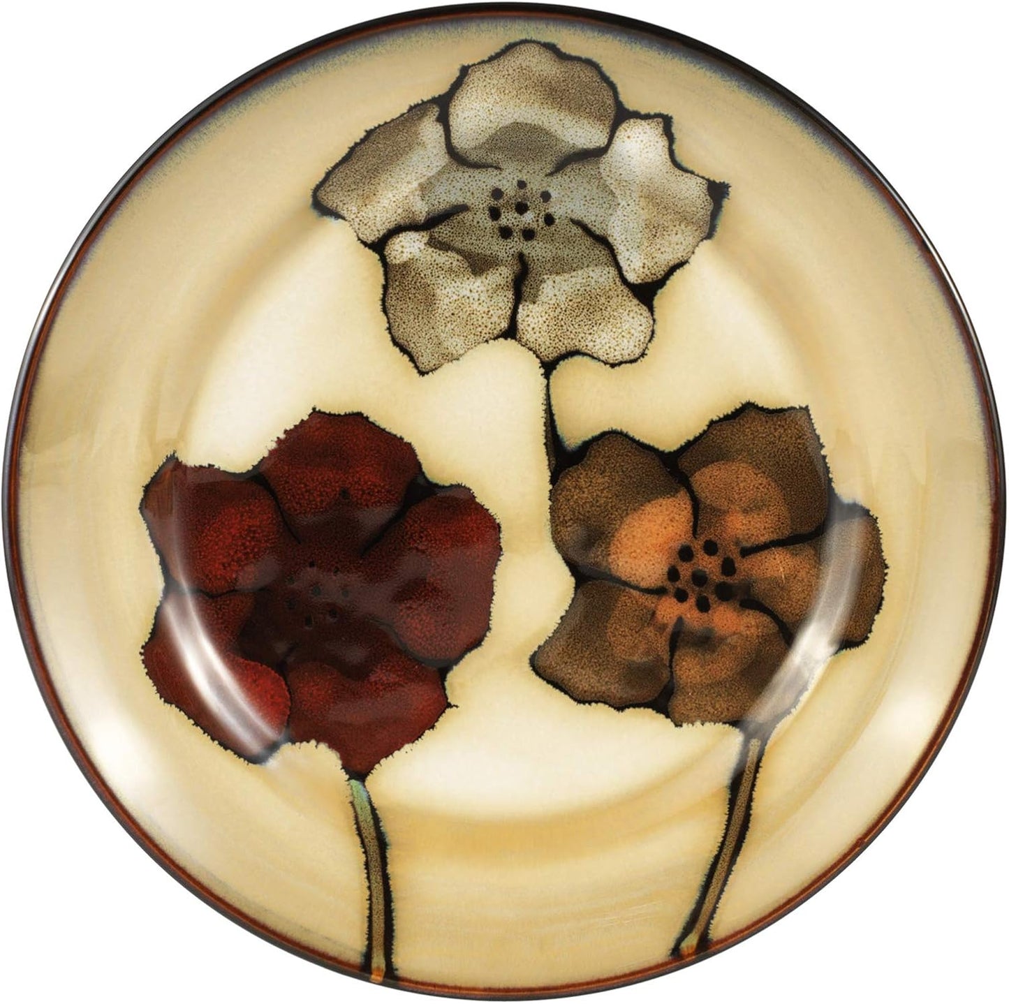 Pfaltzgraff Painted Poppies 16-Piece Dinnerware Set, Service for 4, Colorful Floral Stoneware Plates, Bowls, and Mugs, Microwave and Dishwasher Safe