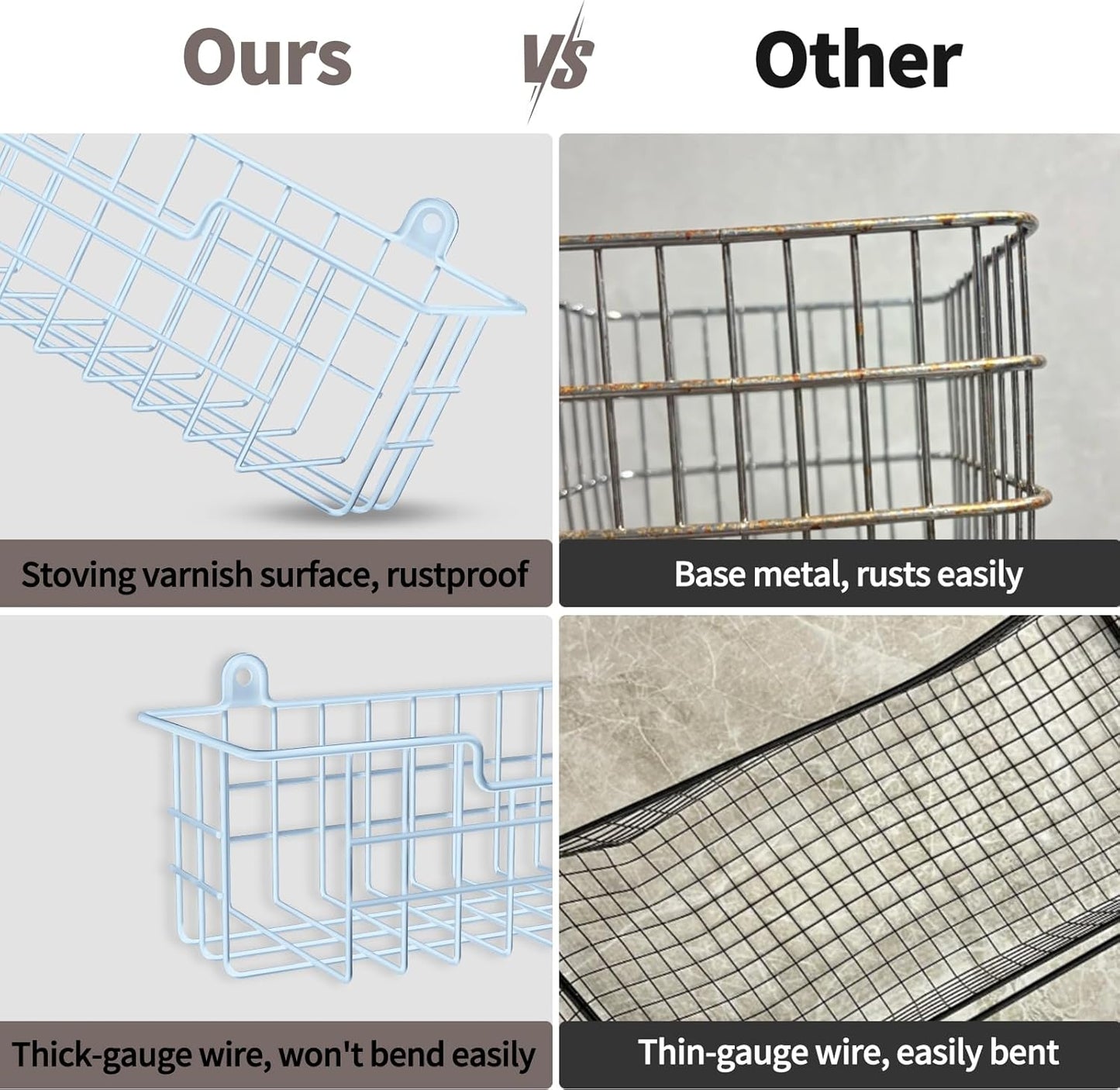 Spice Rack, 4-Pack Seasoning Organizer Wall Mount for Kitchen Storage Organization, Metal Spice Holder Shelf Saving Space for Cabinet, RV, Pantry, Blue