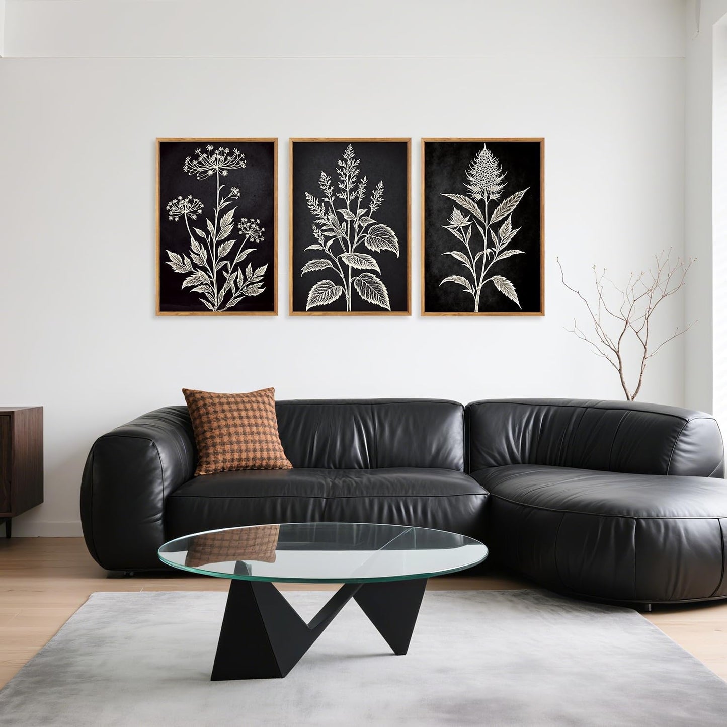 HPNIUB Vintage Floral Framed Canvas Wall Art Set, Minimalist Botanical Wall Decor, Nature Inspired Wildflower Leaf Wall Painting, Farmhouse Neutral Artwork for Living Room, Bedroom, Office-16 x24 x3