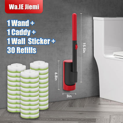 Disposable Toilet Brush - 30 Toilet Wand Refills,Toilet Brush with Holder,Disposable Toilet Bowl Cleaner Wand for Deep Cleaning and Hygienic Bathroom Maintenance.