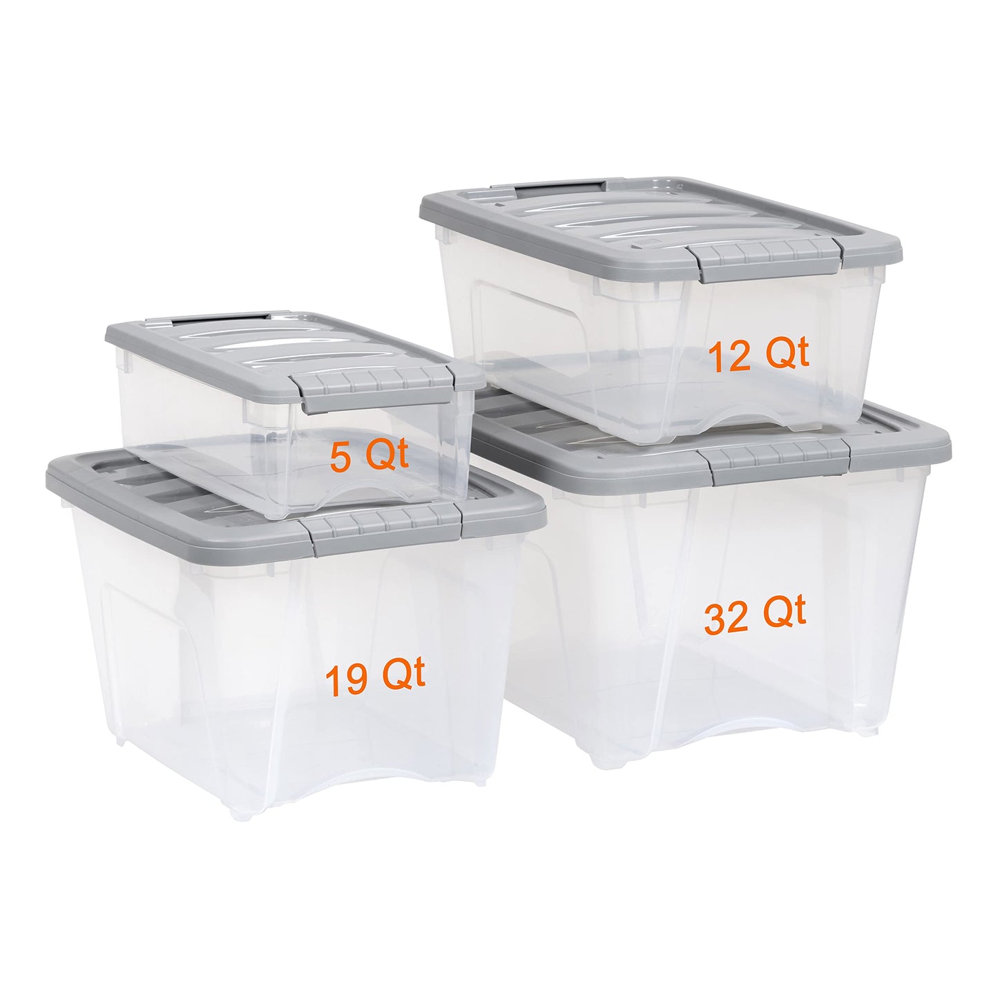 Amazon Basics Plastic Storage Containers with Secure Latching Lids, Stackable Organization Bins