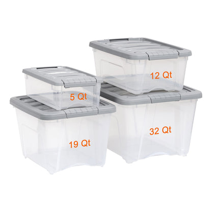 Amazon Basics Plastic Storage Containers with Secure Latching Lids, Stackable Organization Bins