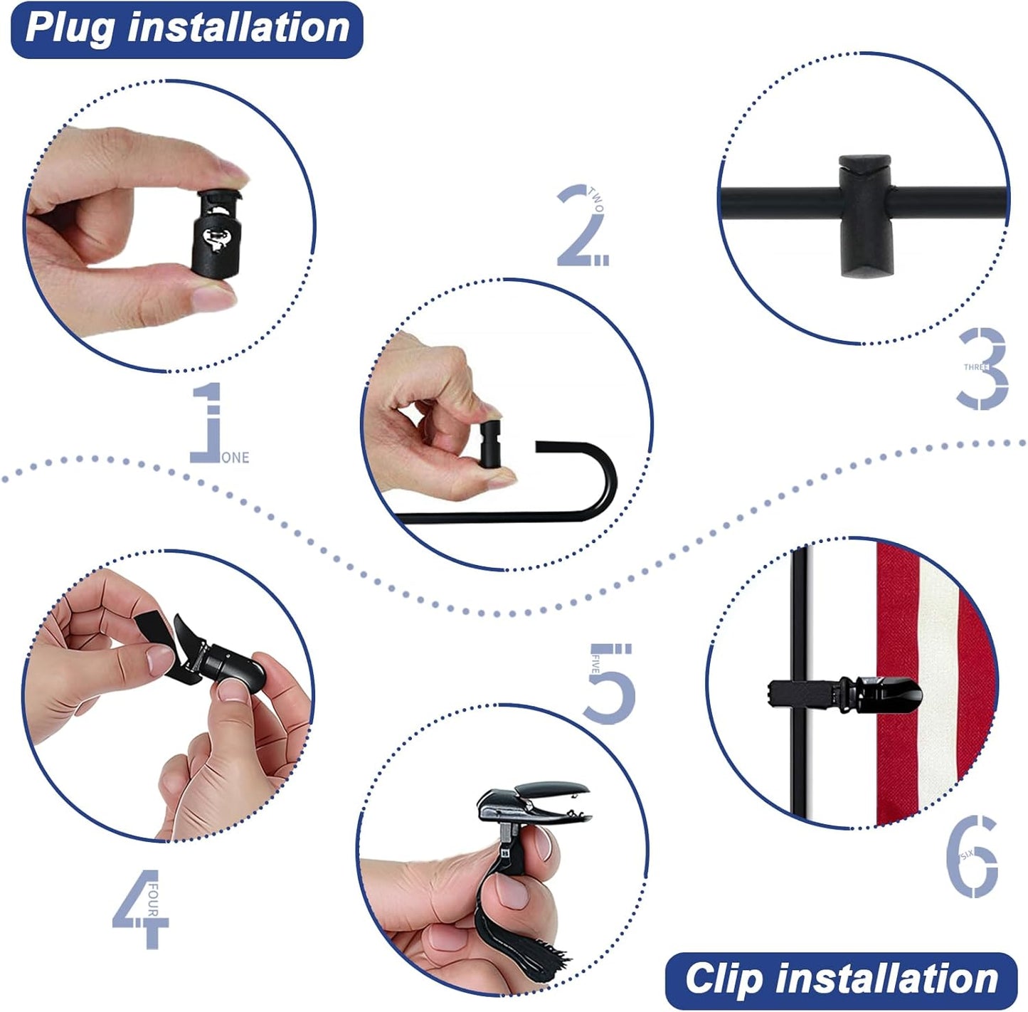 TOPFLAGS Garden Flag Stand with American Flag Garden Flag Metal Yard Flag Holder Pole Stake Small Flag Stands for Garden Flags 12 x 18 with Clips and Stopper