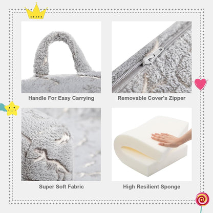 ALIMORDEN Kids Ultra-Soft Snuggle Foam Filled Chair, Glow-in-The-Dark Dinosaurs Fossil Pattern Toddler Cuddly Sherpa Reading Couch for Boys and Girls