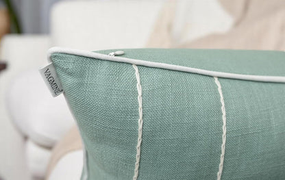 VAGMINE Hand Embroidered Daisy Accent Throw Pillow Cover - 20x20 Inches Square - 100% Cotton Light Teal Decorative Cushion Cover for Couch, Sofa, Bed - Textured Embroidery - Elegant Floral Home Décor