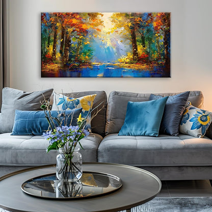 LASMOND Beautiful Colorful Forest Scenery Landscape Wall Art Decor Artwork for Bedroom Living Room (58x28 Inches)