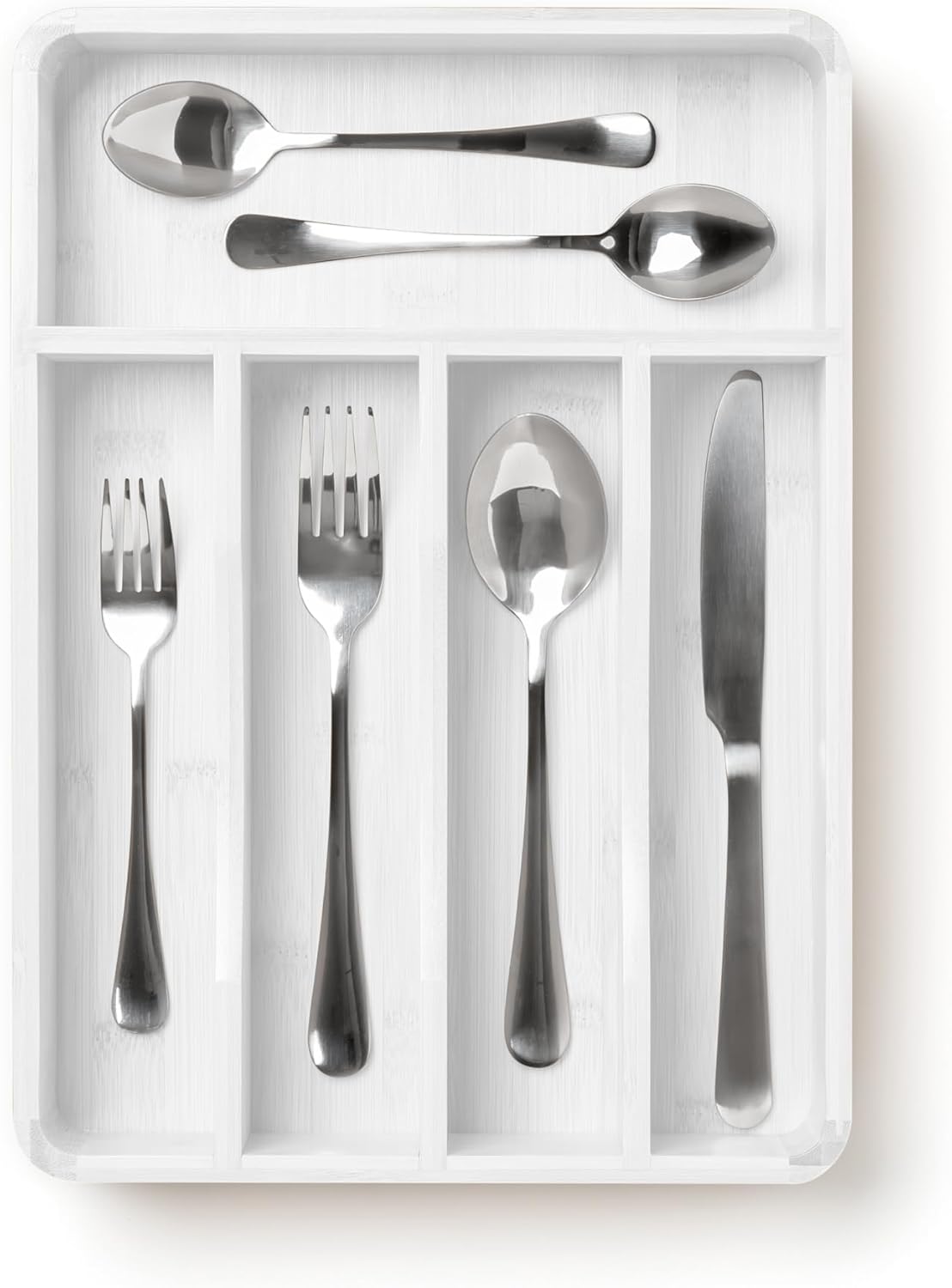 SMIRLY Silverware Drawer Organizer – Bamboo Kitchen Drawer Organizer, Adjustable Utensil Holder and Cutlery Tray, Drawer Dividers for Flatware and Kitchen Utensils