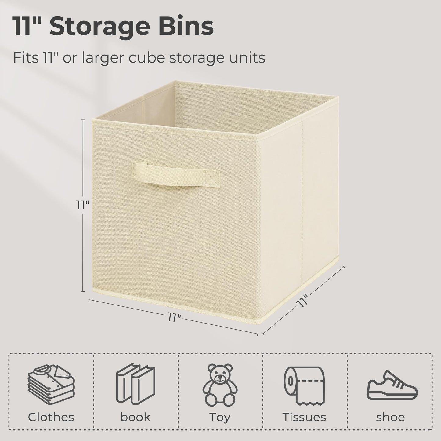 STORAGEIDEAS 11 Inch Fabric Storage Cubes, Sturdy Foldable Storage Bins, Heavy Duty Cube Organizer