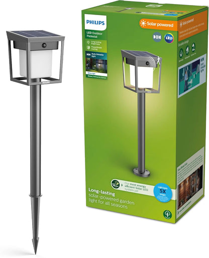 Philips Solar LED 1-Pack Ultra-Efficient Pathway Light - Blaise, Automatically Linkable, Dusk to Dawn, Motion Sensor, 3000K Bright White Light, IP44, Anthracite