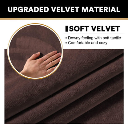 PrinceDeco Sectional Couch Covers 3 Pieces Velvet Sofa Covers L Shape Soft Couch Covers for Sectional Sofa Corner Sofa Cover Couch Cover for Dogs Washable (2 Seater + 1 Chaise,Brown)