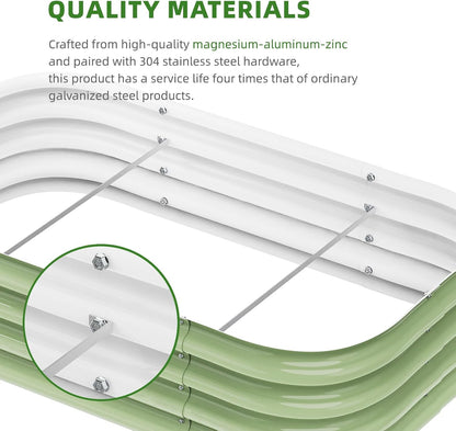 DaisyVibe Raised Garden Bed Kit, Planter Raised Garden Boxes Outdoor, Oval Large Metal Raised Garden Beds for Vegetables Flowers (Green, 5ftx2ftx1ft)