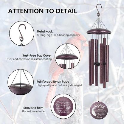 ASTARIN 36" Large Deep Tone Personalized Sympathy Wind Chimes, Memorial Wind Chime for Loss of Mother Father Loved One, Angel's Feather Bereavement Gifts Decor Outdoor Patio Garden(Produced in USA)
