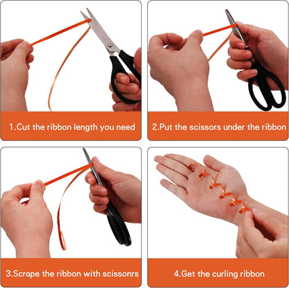 BEISHIDA 500 Yards Orange Ribbon Crimped Curling, Balloon String Shiny Metallic Roll for Gift Wrapping Ribbon Birthday Halloween Fall Harvest Retirement Party Decorations