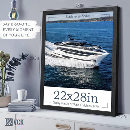 VCK 22x28 Poster Frame Set of 3 - Black,Solid Wood Picture Frames, Textured Exclusive Wall Gallery Frame