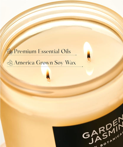 M&SENSE Gardenia Jasmine Scented Candle - 11.6oz Natural Soy Wax Clean Non Toxic 70-Hour Burn, 2-Wick Aromatherapy Candle for Bath & Office - Highly Scented Housewarming Gift for Mom Teacher Friends