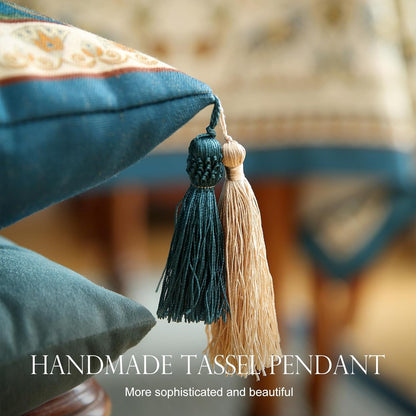 patdrea Designer Throw Pillow Covers Set of 4,French Vintage Blue Linen with Floral Collection Pattern Pillow Cover,Decorative Rectangle and Square Pillowcases Cushion for Bed Living Room Outdoor