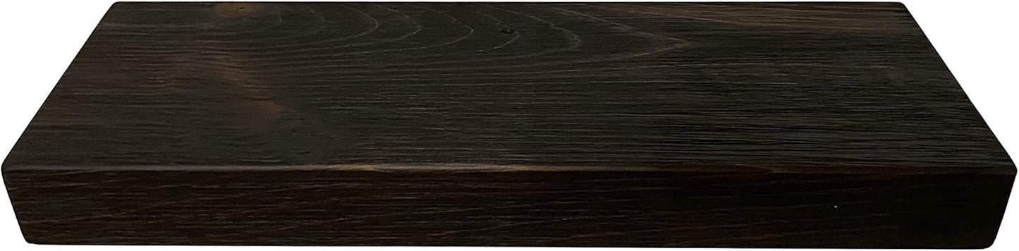 joelsantiques 24 Inch Wooden Floating Shelves for Wall - 24x6x2 in - Made of Natural Wood - Short Heavy Duty Rustic Wall Shelves for Bedroom - Perfect for Bathroom, Kitchen - Mocha