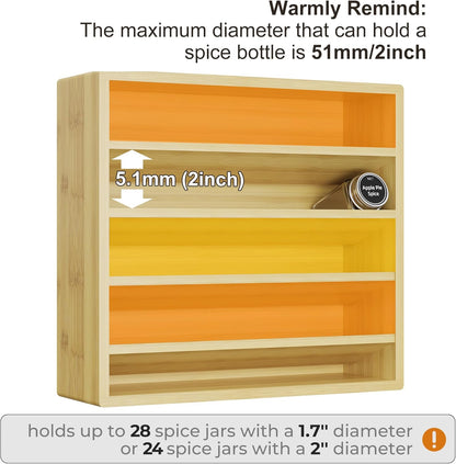 Orimade 4 Tier Spice Rack Organizer for Cabinet, Freestanding Bamboo Seasoning Rack for Countertop, Cupboard, Pantry, Kitchen, 13.18 x 4.13 x 12.2 inches(Spice Jars Not Included)