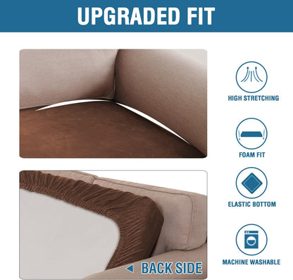 H.VERSAILTEX Velvet Stretch Individual Couch Cushion Cover Plush Cushion Slipcover for Loveseat Sofa Cushion Furniture Protector Seat Cushion Sofa Cover (1 Piece Sofa Cushion Cover, Caramel)