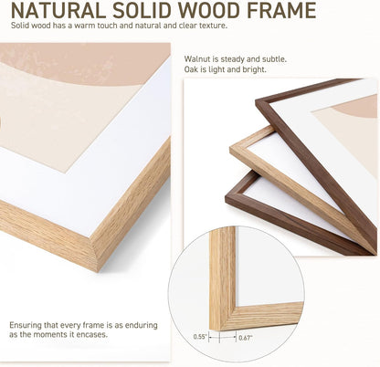 5x7 Picture Frame Natural Solid Oak Photo Frames with 4x6 Removable Mat Wall Hanging Large Handcrafted Frame with HD Plexiglass Wall and Tabletop Display Large Poster Frame