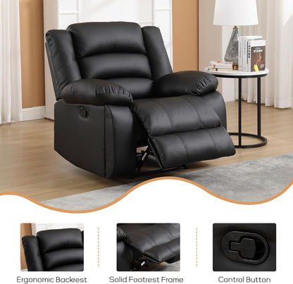 EBELLO Faux Leather Manual Reclining Sofa Set, Recliner Chair, Loveseat, Black