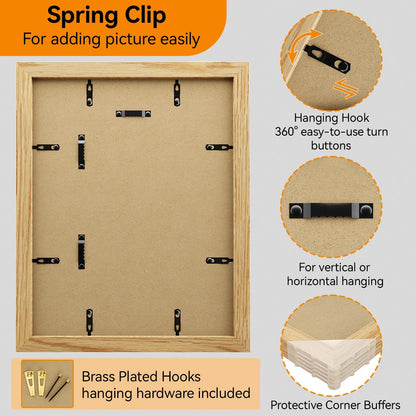 IBUYKE 11 x14 Picture Frame,Solid Oak Wood 11x14 Photo Frame with Mat to 8x10,11x14 Picture Frames With Tempered Glass,Wall Mount Display,Home Decor,Natural Oak 14 x 11 Frame,UWPF1114N