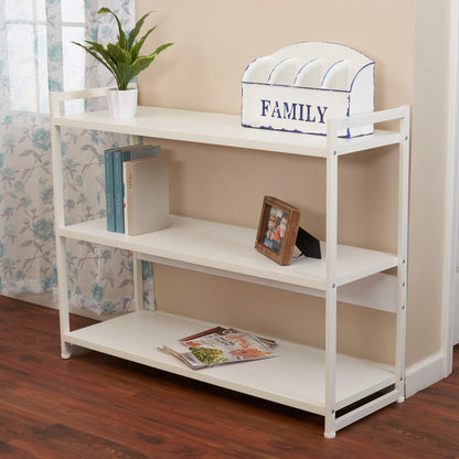 Household Essentials Jamestown Wide 3 Shelf Open Storage Bookshelf Scandinavian White and White