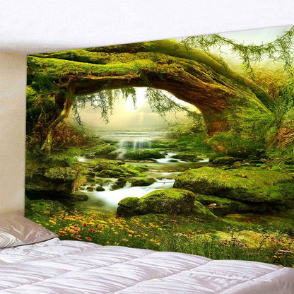 Llamazing Forest Landscape Home Decor - Living Room & Bedroom Magic Tapestry Curtain XGXL (Sunlight&Creek, 78''L60''W)