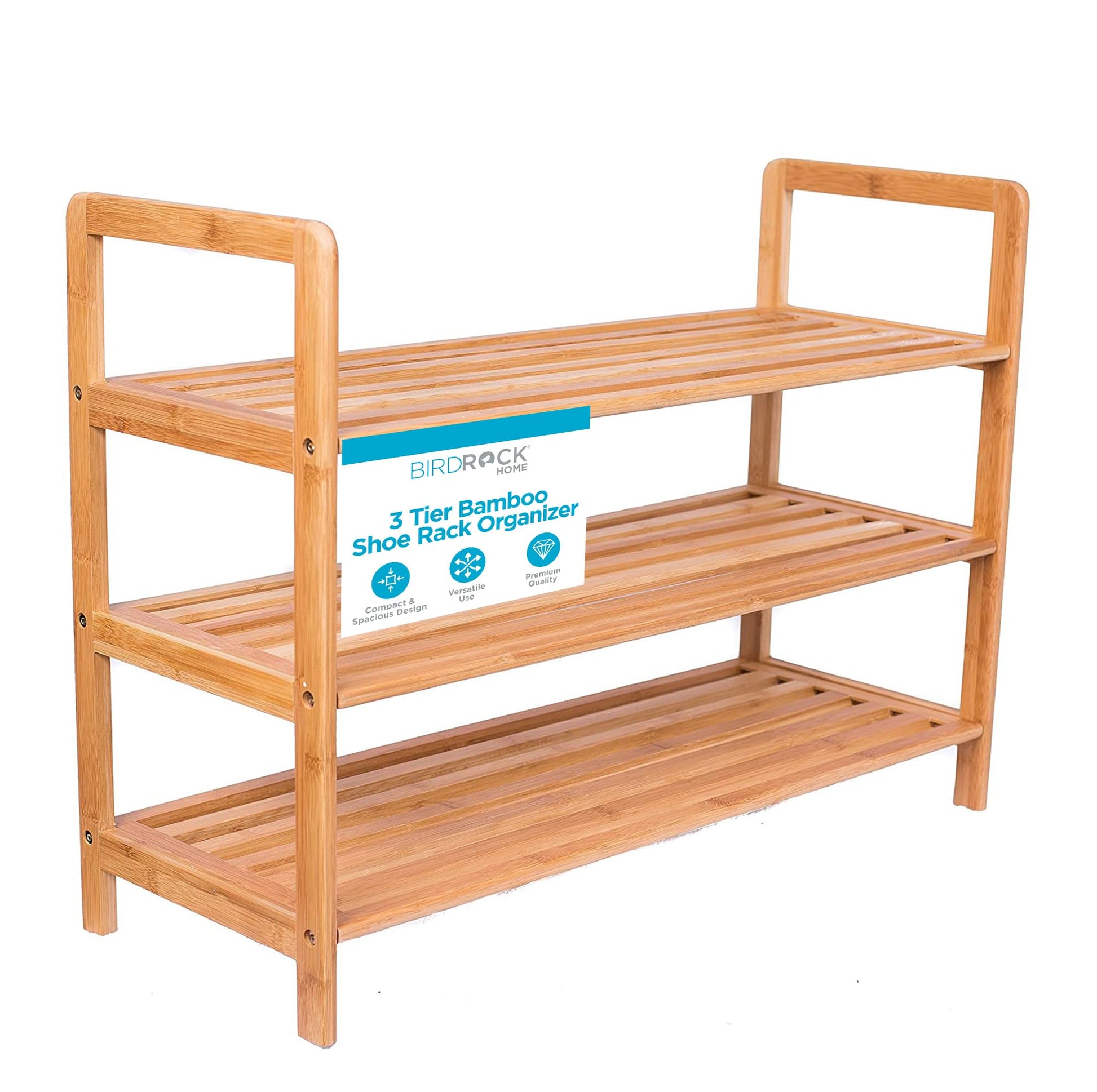 BIRDROCK HOME Bamboo Shoe Rack Organizer for Entryway, Closet, or Front Door - Stackable Wooden