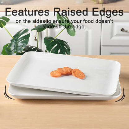 DELLING Large Serving Platter, 18" x 12.3" Serving Tray-Set of 2, White Platters for Serving Food, Serving Trays for Party, Fruit, Appetizer, Serving Trays for Entertaining at Parties and Weddings