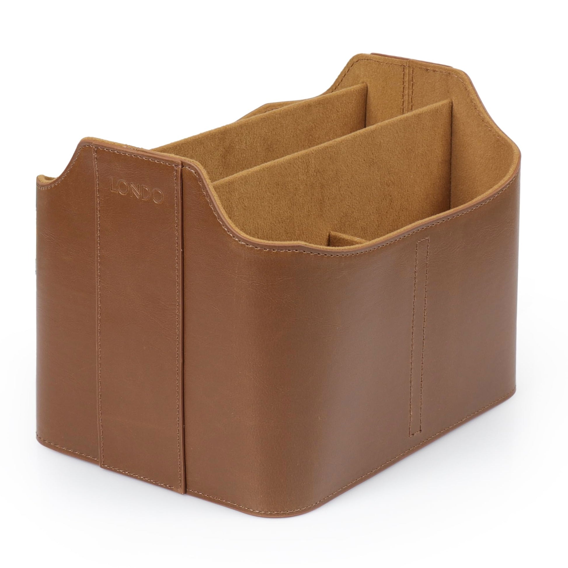Londo PU Vegan Leather Desk Organizer Cube with Tablet Slot, Nightstand Caddy & Couch Organizer — 4