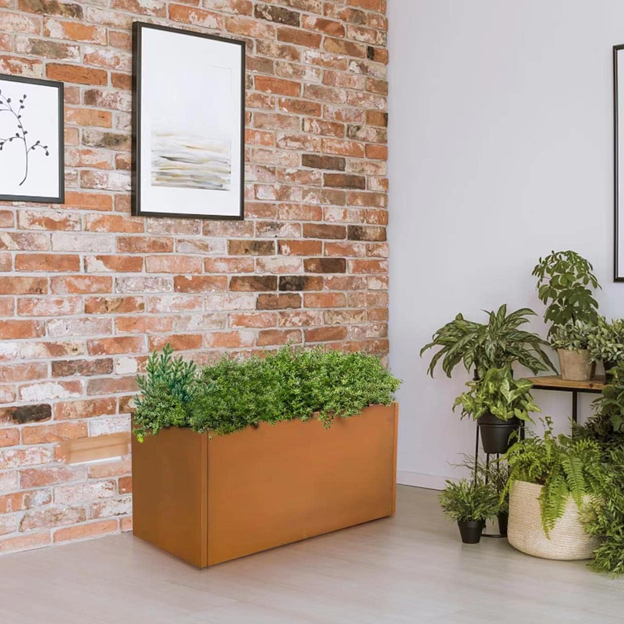 Corten Steel Planter Box Rectangular Planters Large Outdoor Planter Metal Planter Box for Tall Plant Trough Rustic Patina for Garden Yard Commercial Residential Farm 16 in x 31.5 in x 16 in