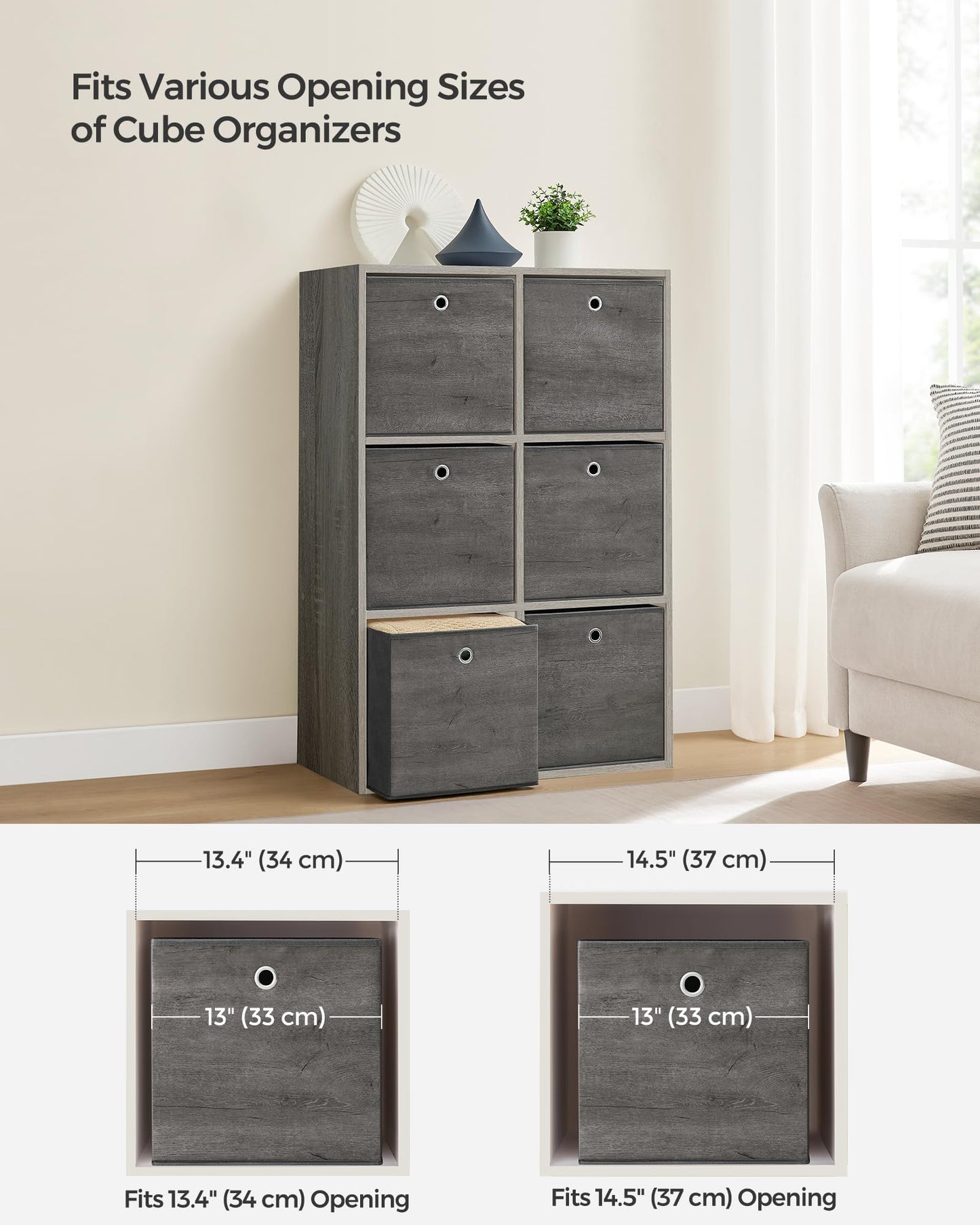 SONGMICS Storage Cubes, Set of 6, 13-Inch Foldable Closet Organizers