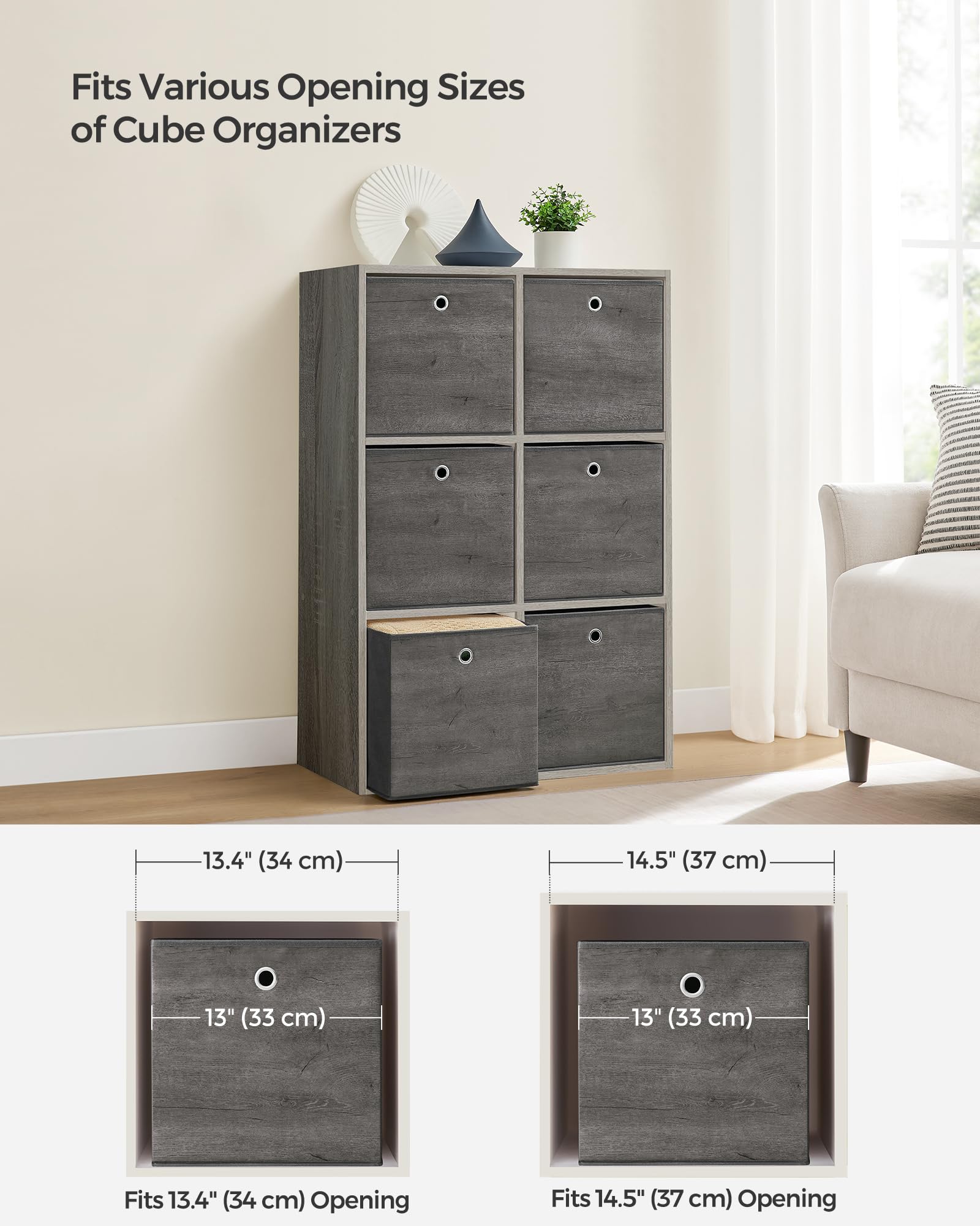 SONGMICS Storage Cubes, Set of 6, 13-Inch Foldable Closet Organizers