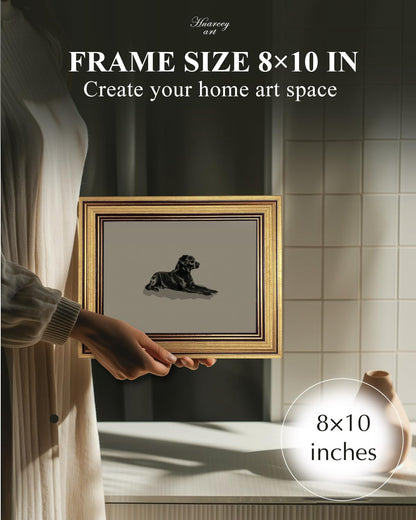 HUARCEY Gold Framed Vintage Wall Art Black Dog Wall Decor Minimalist Animal Art Pictures Room Decor Dog Lovers Gifts Modern Canvas Prints Shelf Artwork for Bedroom Bathroom Living Room 8x10in