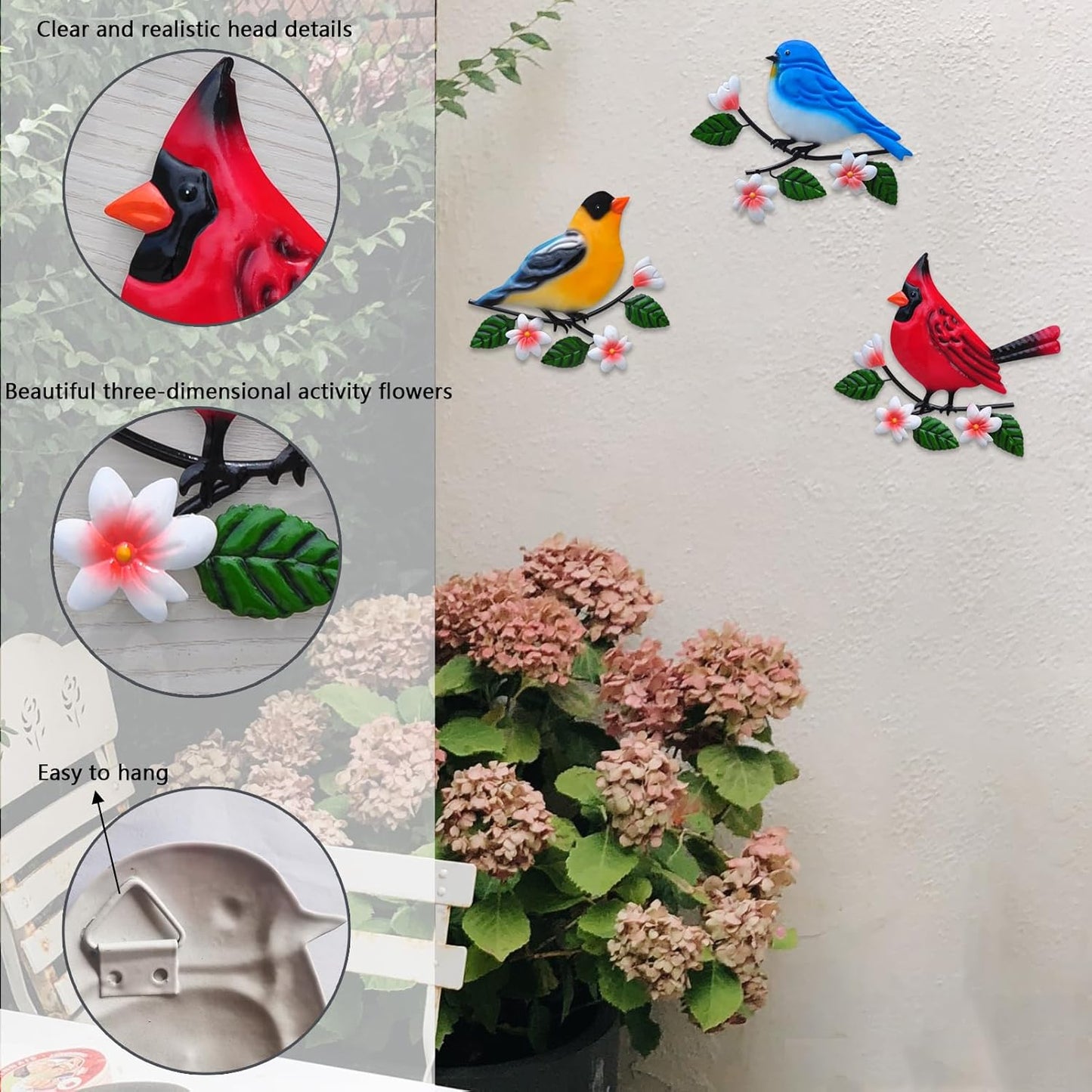 Metal Bird Wall Art 3D Outdoor Sculpture - Suitable for Gardens, Fence, Patio, Living Room, Bedroom, Yard