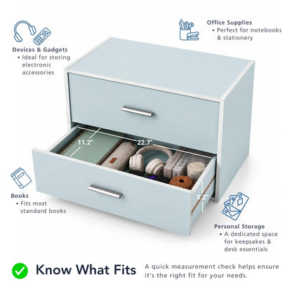 Homes: Inside + Out Apexa 2-Drawer Wooden Stackable Storage Drawers, Small Food Pantry Cabinet