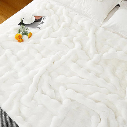 UKELER White Faux Fur Throw Blanket Large Super Soft Fluffy Bed Blankets Throws for Bedroom, Living Room, Couch, Sofa, Office, Camping Plush Furry Blanket 60''x80''