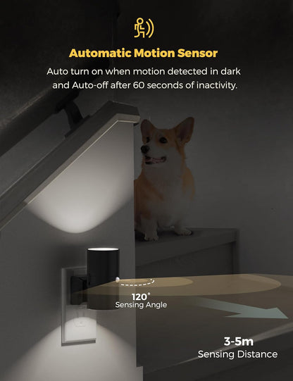 L LOHAS LED Motion Sensor Night Light, [2 Pack] Bright Nightlight, 5000K Daylight White, Motion Activated Night Light, Dimmable 0-100LM, Motion Sensor Light Indoor Plug in for Kids, Bedroom, Bathroom