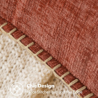 MIULEE Pack of 2 Fall Couch Throw Pillow Covers 18x18 Inch Burnt Orange Farmhouse Decorative Pillow Covers with Stitched Edge Soft Chenille Solid Dyed Pillow Covers for Sofa Bed Living Room