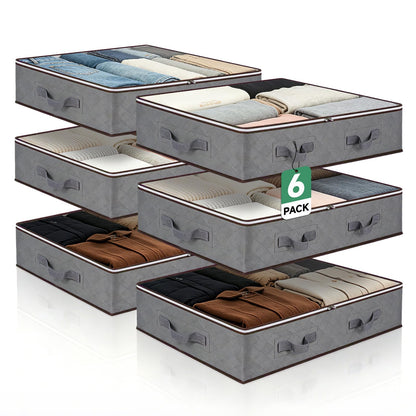 Pterying 6 Pack Under Bed Storage Containers with Transparent Clear Window