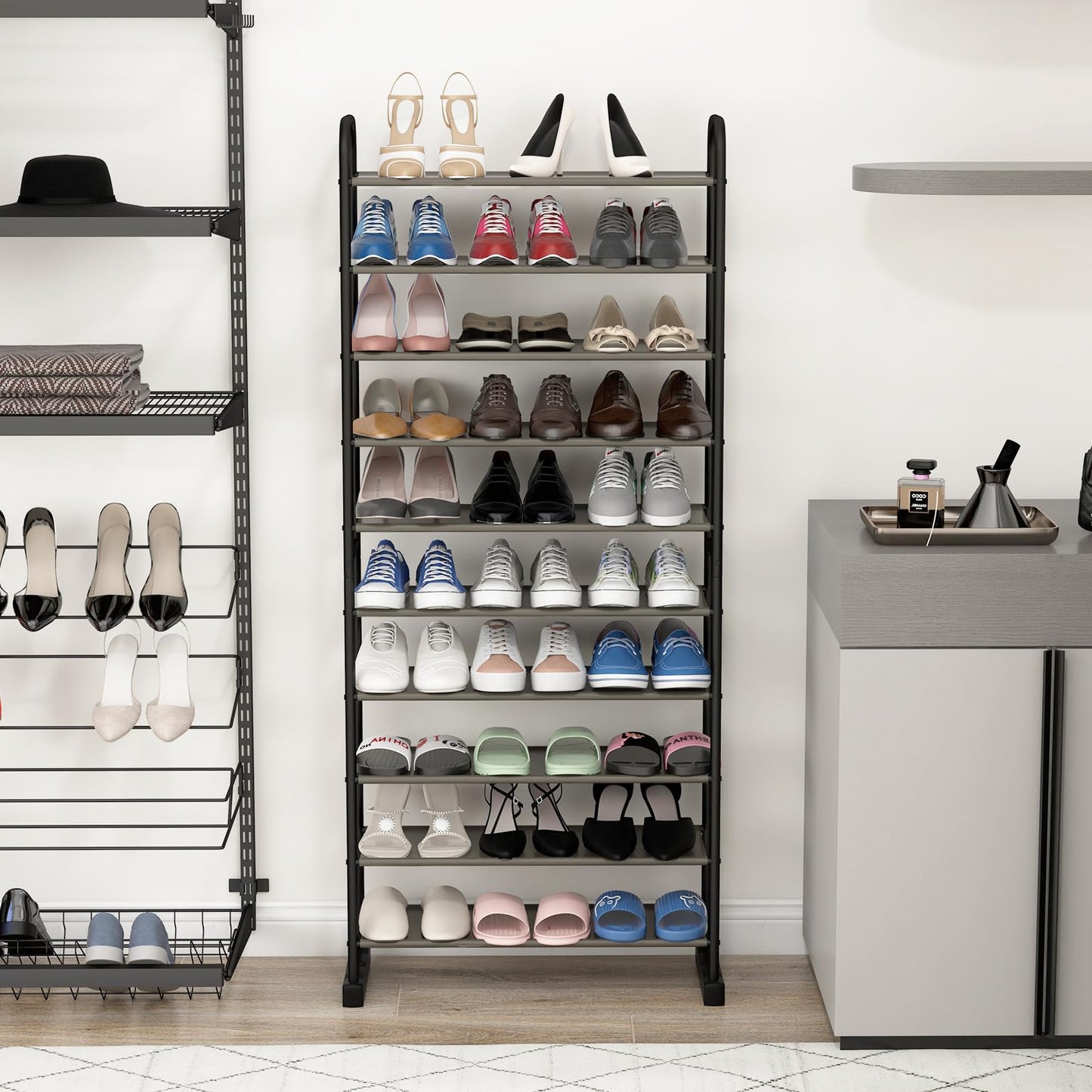 Tangkula 10-Tier Free Standing Shoes Rack, Space-Saving Shoes Organizer Shoes Storage Stand, Shoe