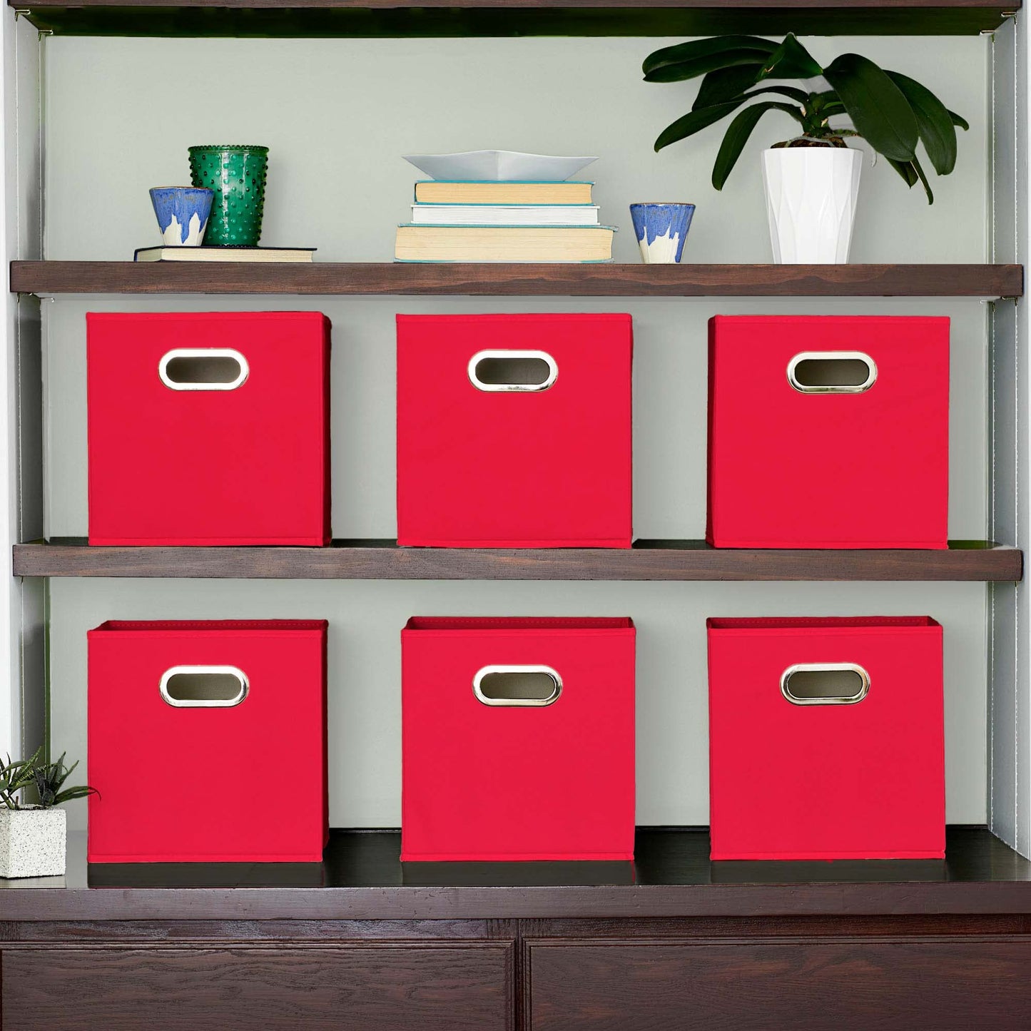 Household Essentials Foldable Fabric Storage Cubes 6-Pack – 11x11x11 Stackable Non-Woven Bins with