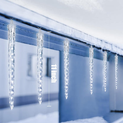 Christmas Meteor Shower Lights Outdoor, 30 Ft With 20 Large Tube 480 LED Dropping Effect, Waterproof Icicle Indoor for Tree Patio Roof Holiday Decor, Cool White