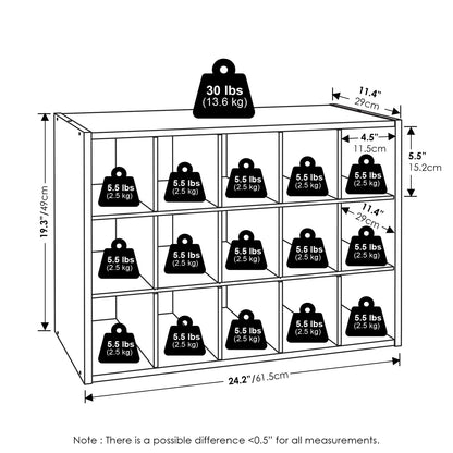 Furinno FANO 15-Cube Shoe Rack, Stackable Shoe Organizer, Amber Pine