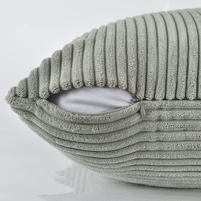 Fancy Homi 2 Packs Grey Big Decorative Throw Pillow Covers 24x24 Inch for Couch Bed, Rustic Farmhouse Boho Home Decor, Soft Corss Corduroy Patchwork Accent Square Gray Cushion Case 60x60 cm