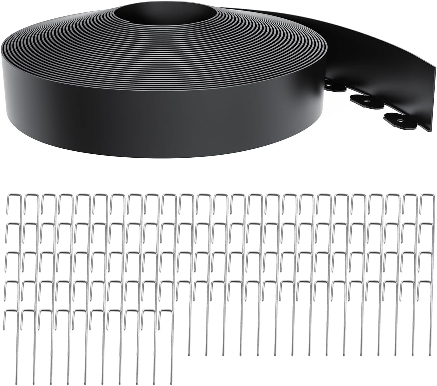 Landscape Edging 4 Inch Tall 100FT with 110Pcs Metal Spikes, Plastic Garden Edging Border Landscape Edging Border Lawn Edging for Landscaping, Flower Bed, Yard