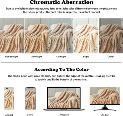 NEWCOSPLAY Faux Fur Throw Blanket Brown Bubble Blanket Thick Warm Soft for Couch Sofa Bed 550GSM (Brown, Throw(50"x60"))