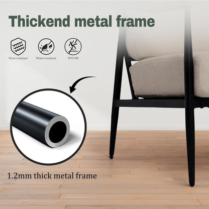 Modern Accent Chairs Set of 2 for Living Room Bedroom Mid Century Arm Chairs Upholstered Office Accent Chairs Comfy Waiting Room Chairs with Metal Frame, Beige