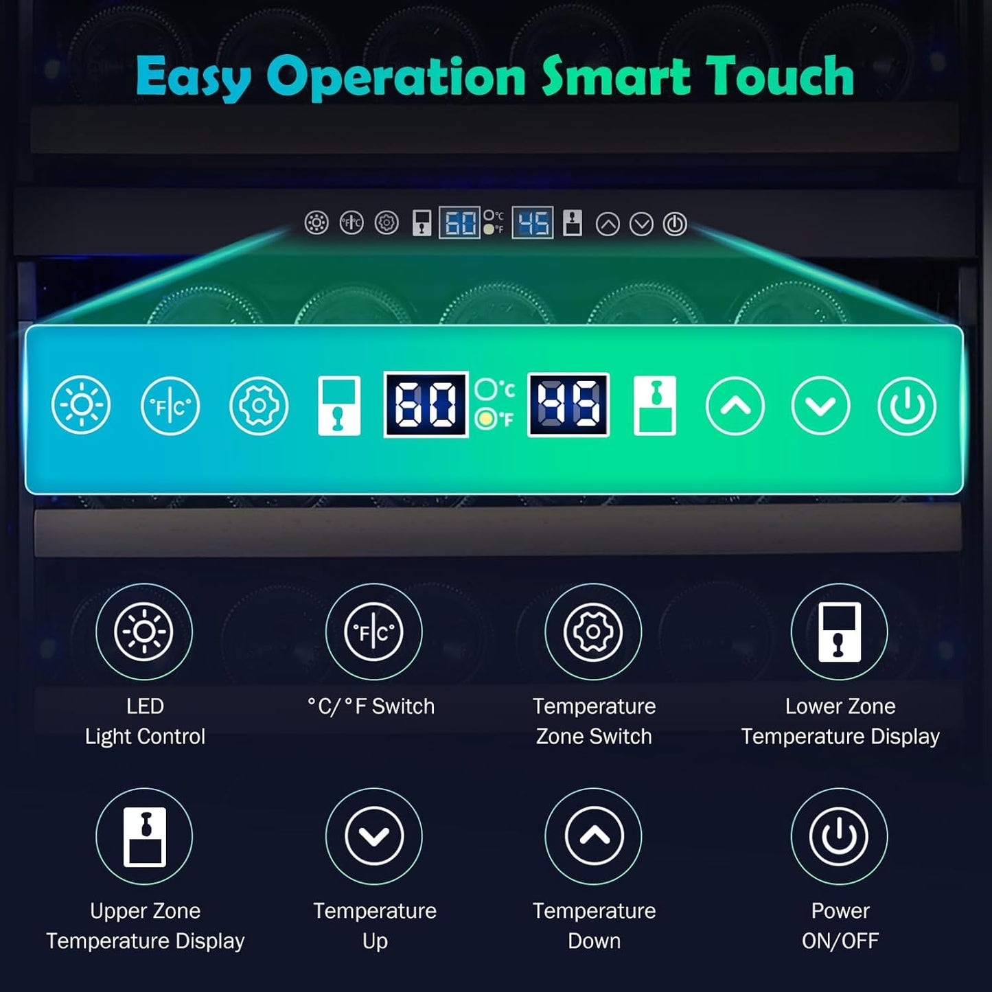 200 Bottle Dual Zone Wine Fridge ??24 Inch Large Capacity Wine Cooler Refrigerator Freestanding/Built-In with Upgraded Compressor, Low-Noise Wine Cellar & Intelligent Temperature Control - Black